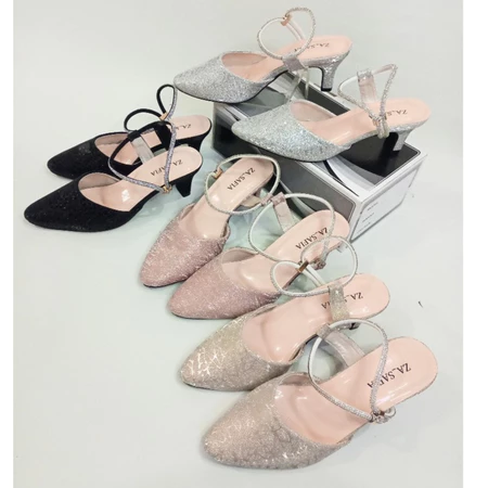 ZASAFIA EL002 - Heels Wanita Elegan 5 Cm Tali Polos
