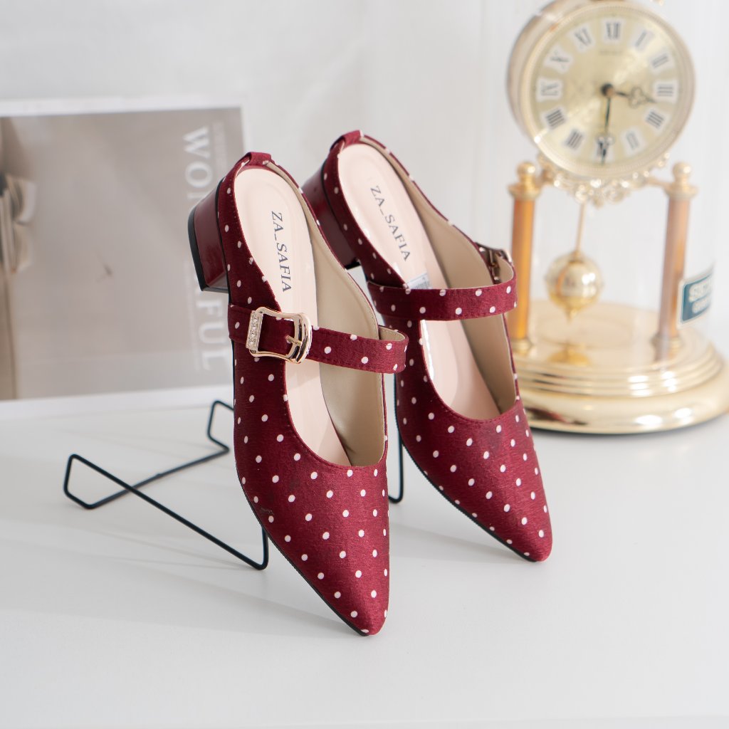 ZASAFIA - Keisha Mule Heels Polkadot – Pilihan Stylish untuk Casual & Formal