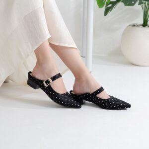 ZASAFIA - Sepatu Kerja Wanita Mule Polkadot Low Heels Elegan & Nyaman
