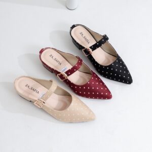 ZASAFIA - Sandal Mule Chic dengan Polkadot Klasik